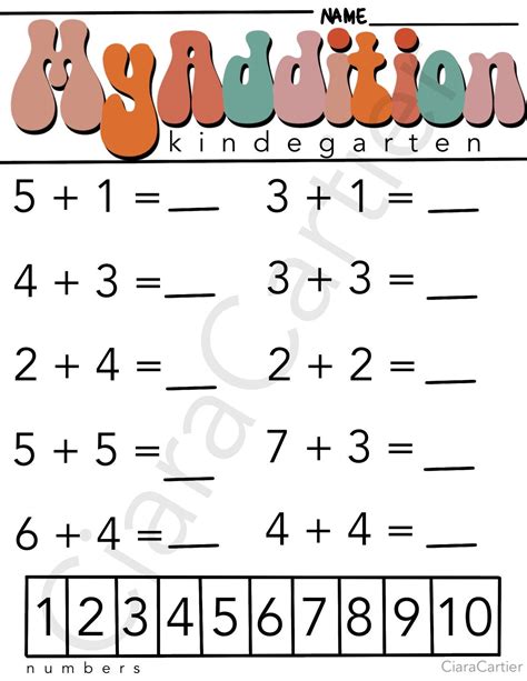 Kindergarten addition worksheets practice