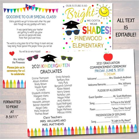 Kindergarten graduation ceremony program templates