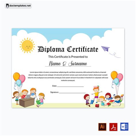 Kindergarten Graduation Certificate Template 7