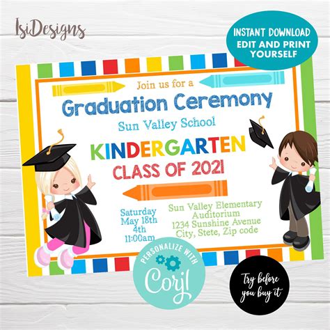 Kindergarten Graduation Invitation Template 1