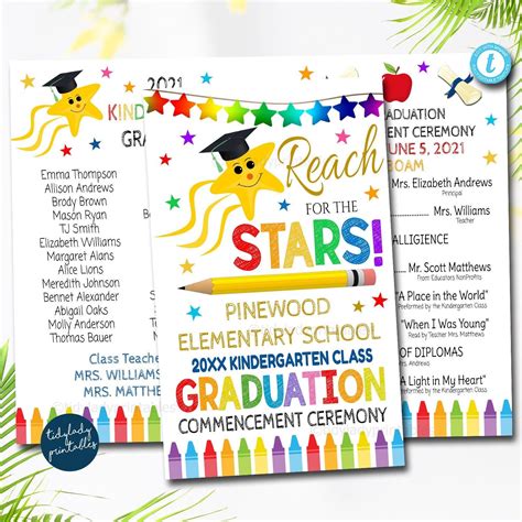 Kindergarten graduation program template designs