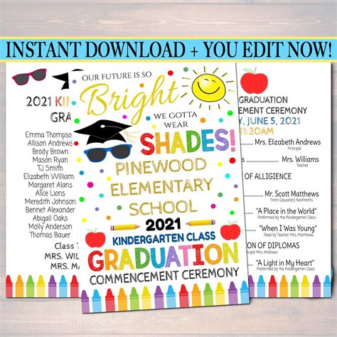 Kindergarten graduation program template pdf