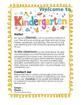 Example of kindergarten letter to Santa template