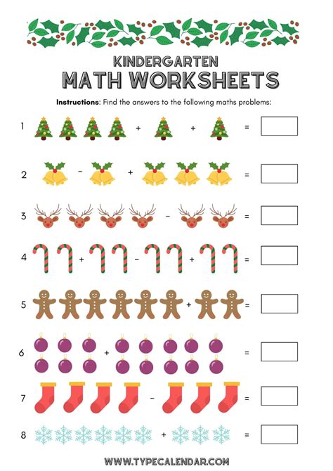 Kindergarten math worksheets to print