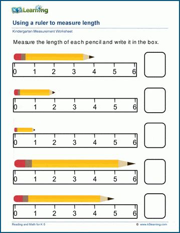 Measurement worksheet for kindergarten