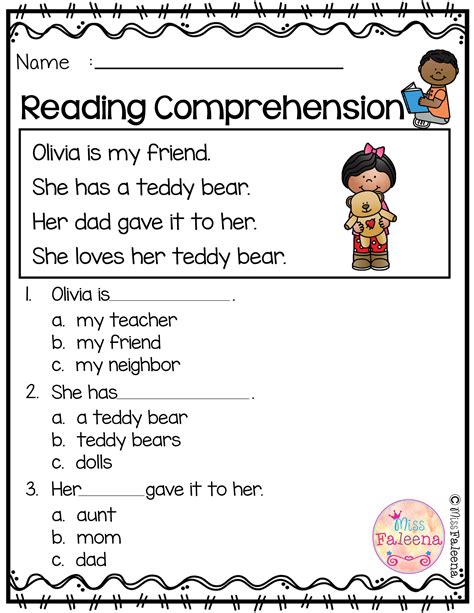 Kindergarten Reading Worksheets for Reading Comprehension