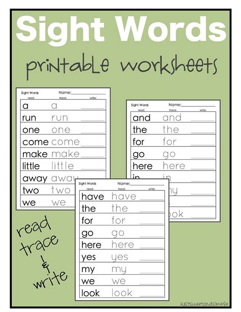 Kindergarten Sight Word Activities