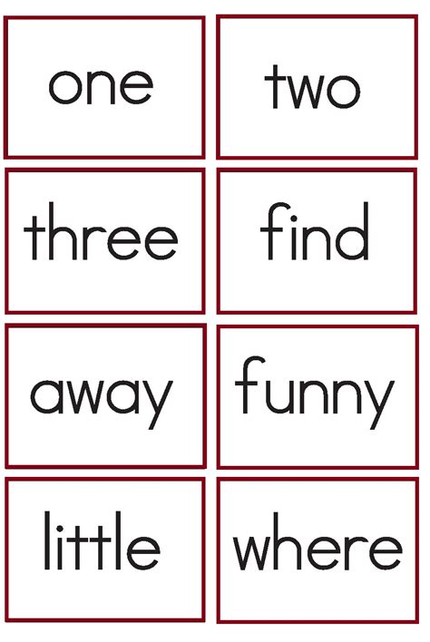 Kindergarten Sight Word Flashcards