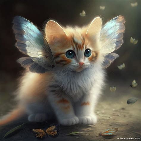 Kitten with butterfly