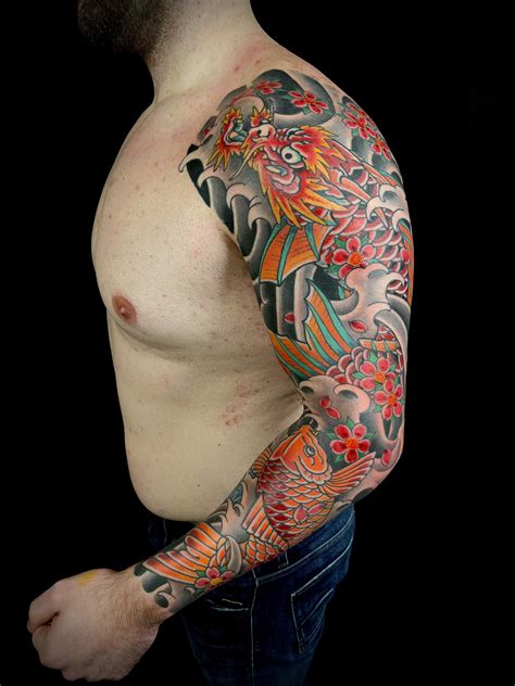 Koi and dragon tattoo variations