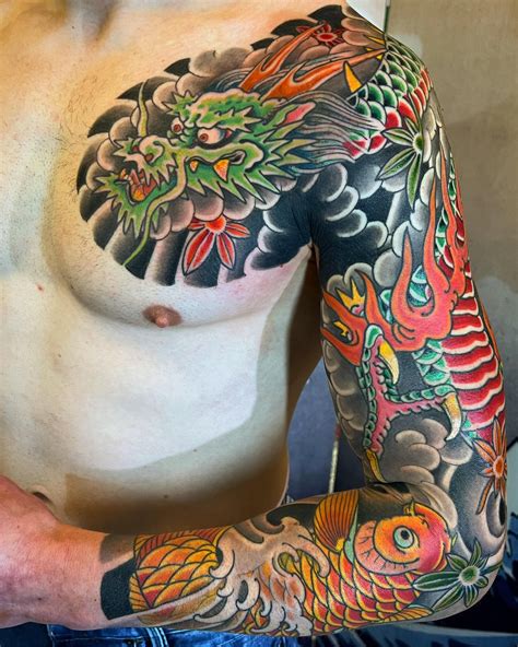 Koi and dragon tattoo