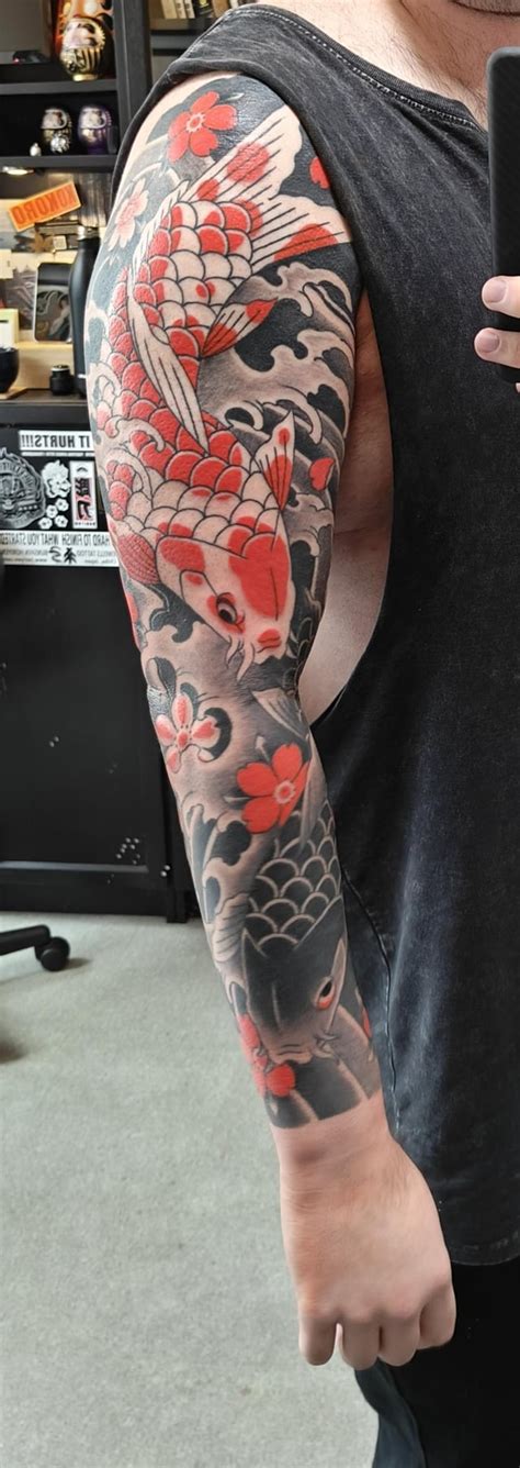 Koi carp sleeve tattoos design