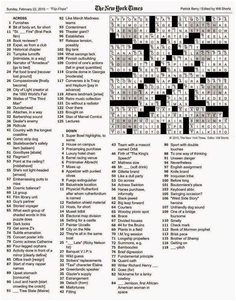 LA Times Crossword Puzzle Answers