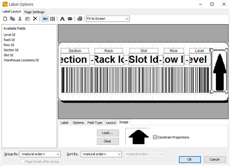 Example of a 1x3 inch label template for warehouse organization