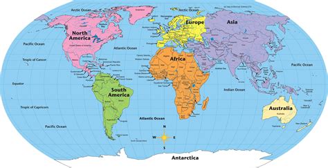 Labeled World Map Geography