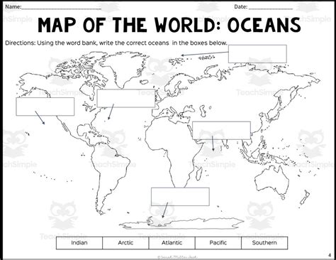 Labeled World Map Worksheets