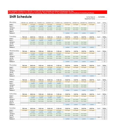 Labor Scheduling Template