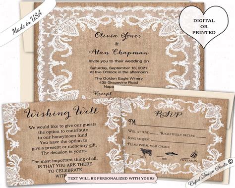 Lace and Burlap Wedding Invitations