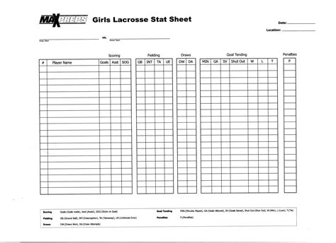 Lacrosse Stat Sheet Template