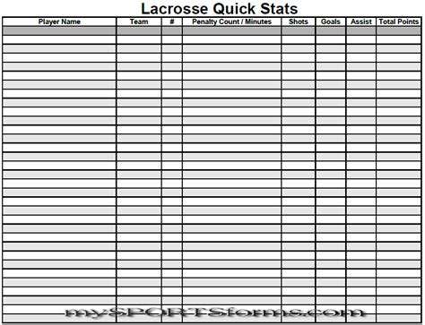 Lacrosse Stat Sheet Template Benefits