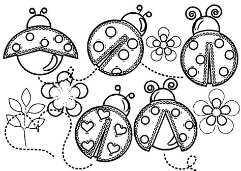 Ladybug and Aphids Coloring Page