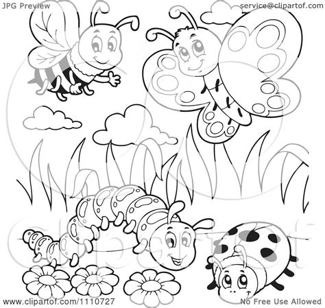 Ladybug in a Garden Scene Coloring Page