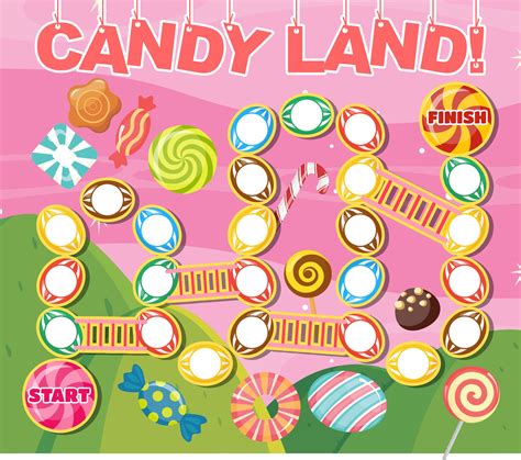 A laminated printable Candy Land board being used