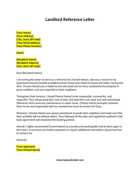 Landlord Letter Template Download