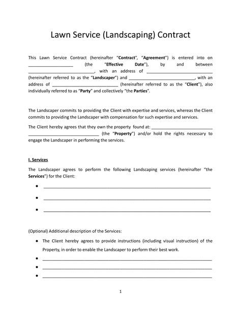 Landscape contract template example