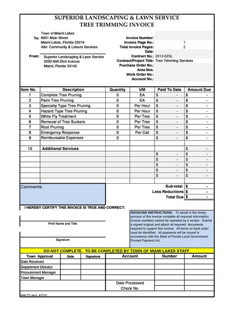 Landscape Design Service Invoice Example