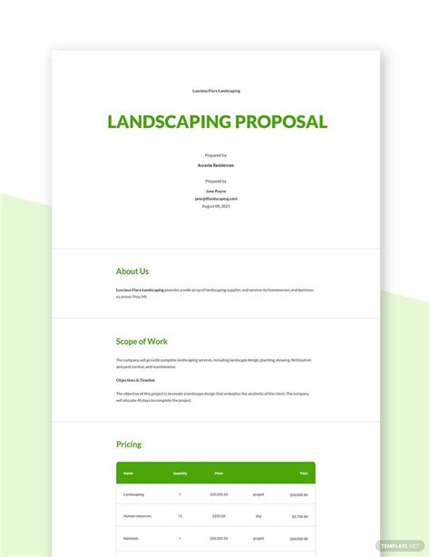 Landscape Proposal Template Example