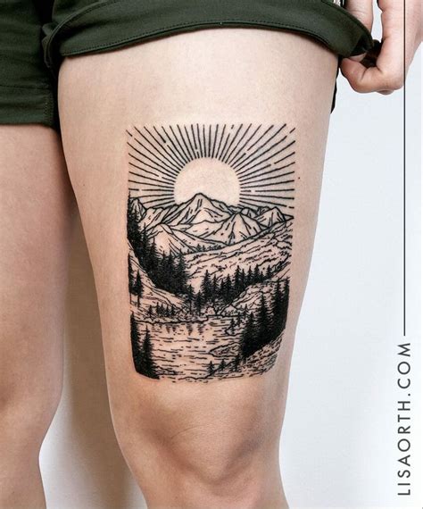 Landscape Thigh Tattoos