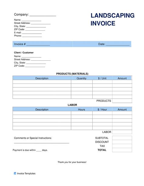 Landscaping Invoice Template Google Docs Template