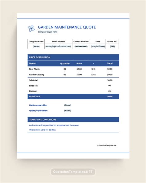 Landscaping Quote Template in Google Docs