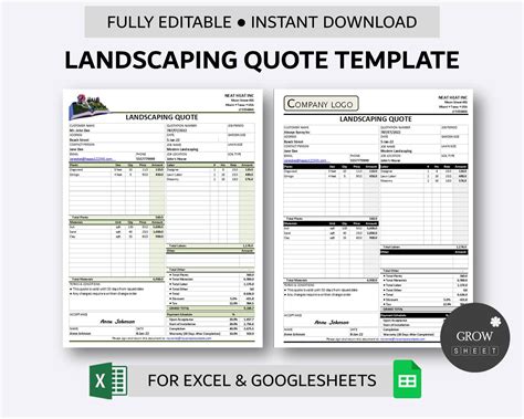 Landscaping Quote Template with Prices