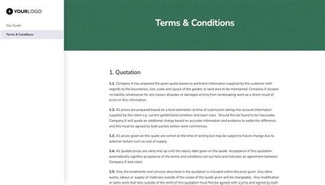 Landscaping Quote Template with Terms and Conditions