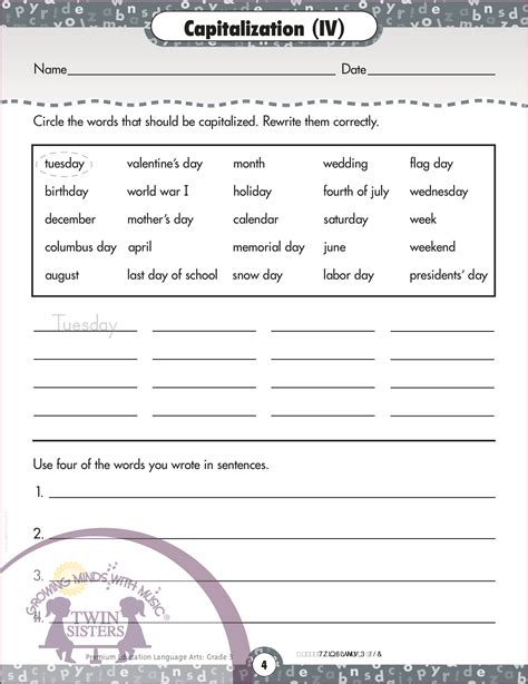 Language Arts Worksheet Examples