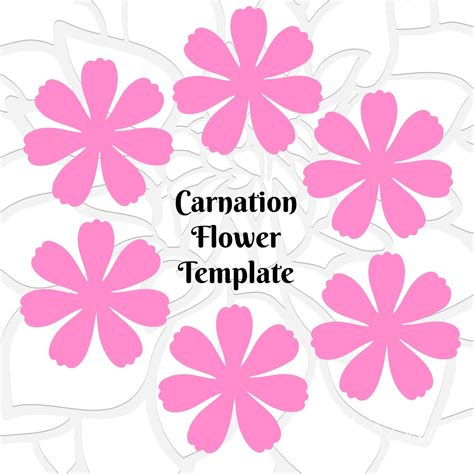 Large Carnation Paper Flower Template