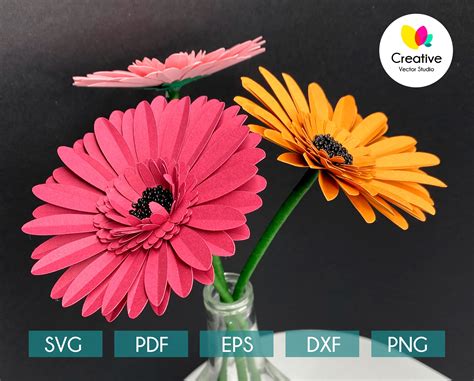 Large Gerbera Paper Flower Template