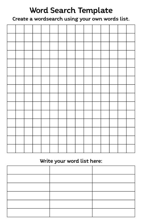 Large Word Search Template