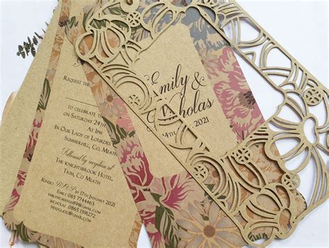 Laser Cut Floral Invitation