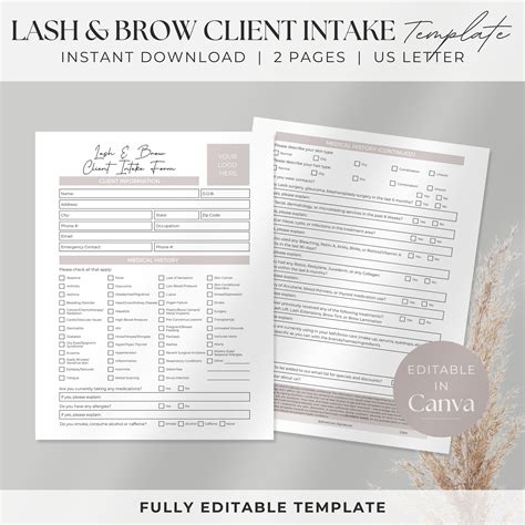 Lash and Brow Client Intake Form