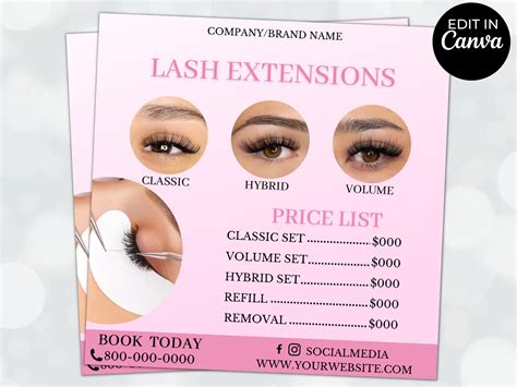 Lash Extension Flyer with Services