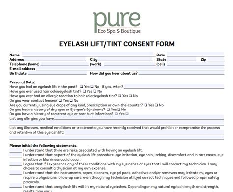 Lash Lift Consent Form