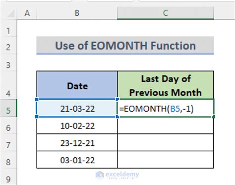 Last day of last month in Excel