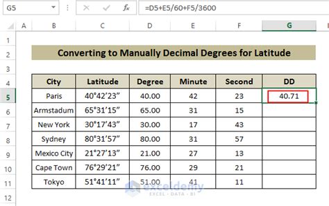 Converting Lat-Long to Decimal Degrees using Excel Formulas