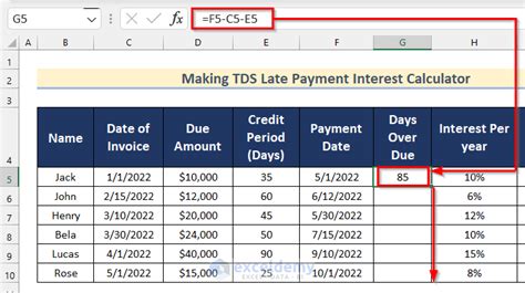 Late Payment Interest Calculator Excel