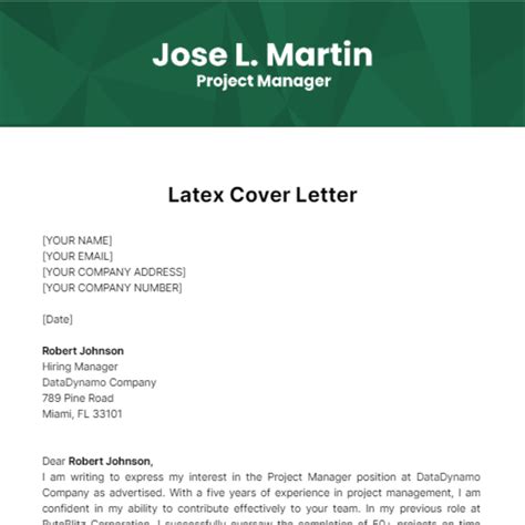 LaTeX Cover Letter Template 1