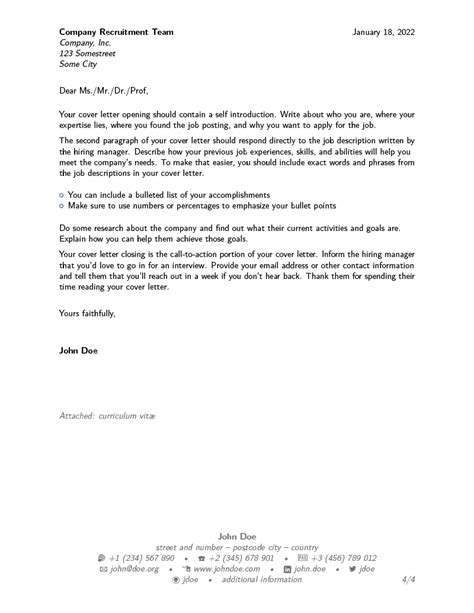 LaTeX Cover Letter Template