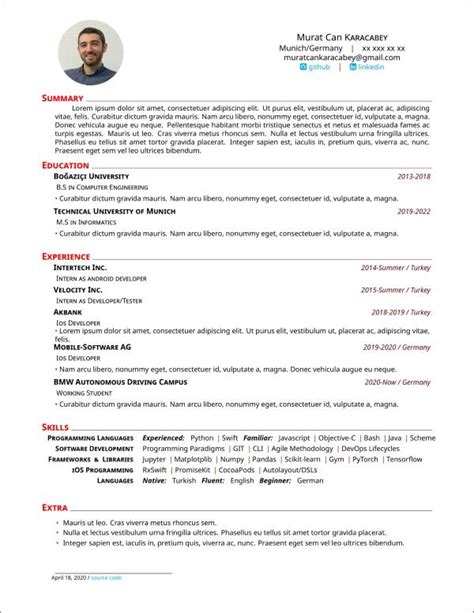 LaTeX CV Template 1